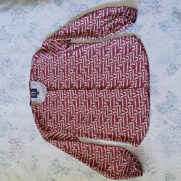 Ronner Porst Equestrian Print Long Sleeve Button Front Blouse Size 4 Rust/Tan - Picture 9 of 16